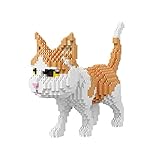 Larcele Mini Building Blocks Animal Set, DIY Micro 3D Building Toy Bricks,1390 Pieces KLJM-05(Orange and White Cat)