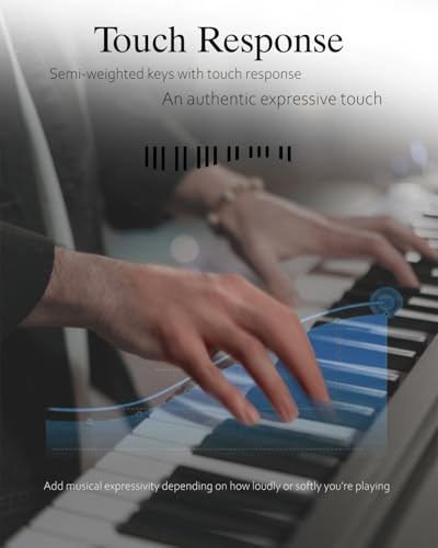 【Keyboard Piano Set mit Ständer】Longeye 88 Tasten E-Piano, Semi-Gewichtet, Kompakt und Tragbar, mit Tragetasche, Notenständer und Sustain-Pedal, Weiß (Slim-88)