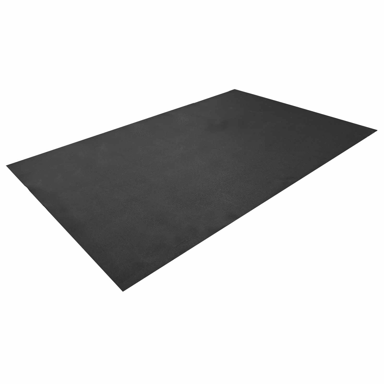 Sportowa mata ochronna z gęstego PCW, czarna, 243 x 152 x 0,6 cm, na bieżnię, trenażer domowy, trenażer, antypoślizgowa, tłumi wibracje, izolacja akustyczna i ochrona podłogi w