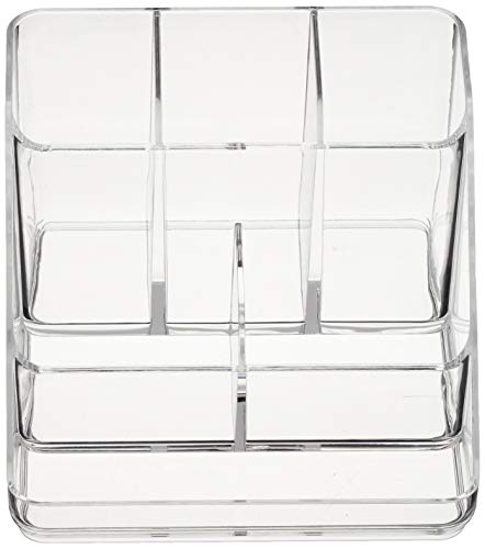 Amazon Basics Acrylic 6-Compartment Tall Durable Makeup Jewelry Accessories Storage Organizer Tray