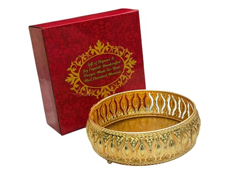 Best Navratri Home Decoration Items (2026) 52 Crafts King Premium Golden Decorative Tray 6 Inch | Handcrafted M...