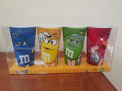 M&M Lenticular Cups Set of 4-24 oz. each Characters Blue, Green, Red & Yellow