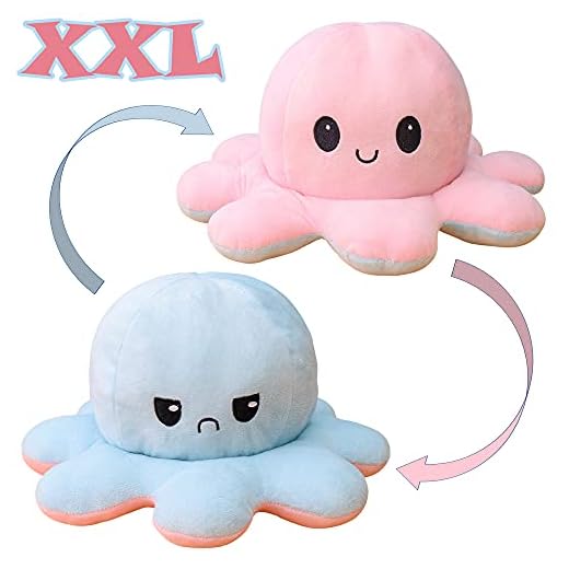 KUNSTIFY Oktupus XXL Oktupus - Peluche de pulpo (tamaño XXL, tamaño XXL, 40 cm), color rosa y azul claro