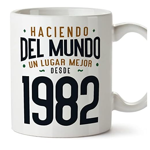 MUGFFINS Tazas 1982 Cumpleaños - En Español - Haciendo del Mundo un Lugar Mejor - 11 oz / 330 ml - Regalo original y divertido