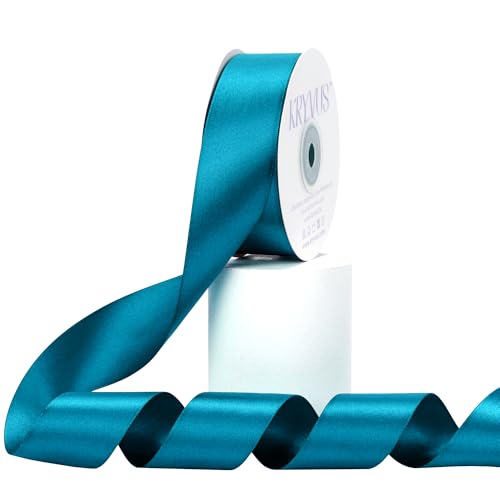Kryvus Premium Turquoise Blue Satin Polyester Ribbon, 1.5 Inch x 25 Yards, Double Faced, Perfect for Gift Wrapping, Wedding, Birthday, Baby Shower, Crafts, Sewing, Flower Bouquet, Wedding Party Decor