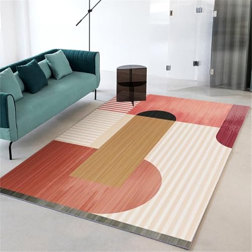 Tapis de salon moderne 120x160 et isolant phonique à rayures beige design