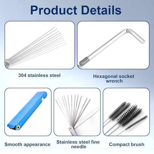 Image of 2 Pack Carb Cleaning Brushes Kit, Torch Tip Dirt Removal Set for Jets Nozzles Orifices, Throttle Body Tools for Chainsaw Motorcycle ATV Carb Welding Stove Shower Head Maintenance