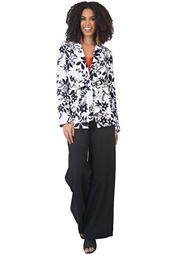 Standards & Practices Women's Wrap Blazer Black & White Floral Print4