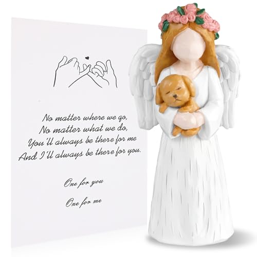 OT-NVWOZR Engel Figur Schutzengel Hundefiguren, Herz handbemalte Figuren Geschenke für Hundebesitzer, Gedenkgeschenke Hundegeschenkeden Verlust des Hundes für Hundeliebhaber Häuser Deko