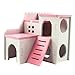 Inzopo Gerbil House Hamster Hideout 2 Layers With Stairs - Mouse Exercise Sugar Glider Huts Syrian Hamster Cage Accessories - 2 Colors Optional - Pink pink