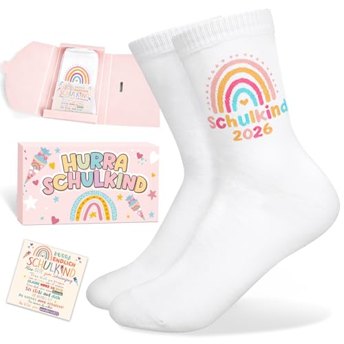 iZoeL Schulkind Socken Mädchen Geschenk Einschulung Baumwollessocken Schultüte Füllung Geschenk Mädchen Schulanfangsgeschenk