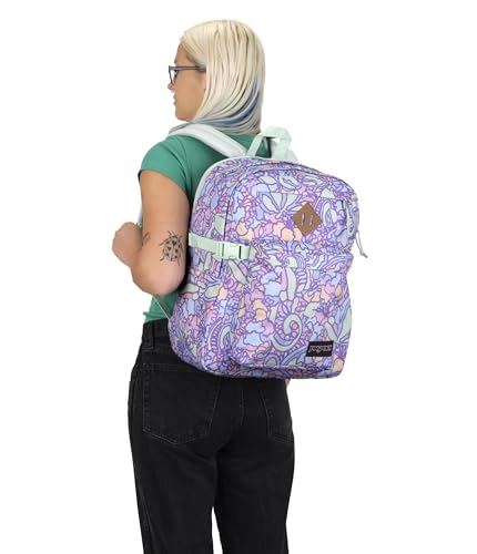 Image of JanSport Main Campus Backpack - Travel or Work backpack w 15-Inch Laptop Sleeve and Dual Water Bottle Pockets, Floral Pastel Lilac