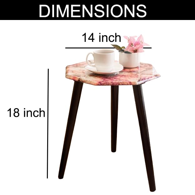 Image of UHUD CRAFTS Marble Design Table | Wooden Side Table for Bedroom & Living Room | Coffee Table & End Table for Your Office & Living Room Decor