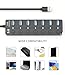 USB 3.0 Hub, PANPEO 7-Port USB Data Hub Splitter with 3ft Long Cable USB Extension for Laptop,PC Computer,Surface Pro, PS4/5, Flash Drive, Mobile HDD - with LED Individual On/Off