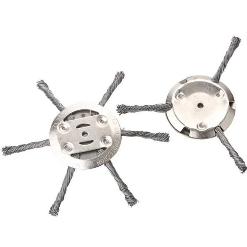 Cabezal de desbrozadora de césped de 6 pulgadas, cepillo de alambre de acero para jardín (150 mm, 6 cuchillos)