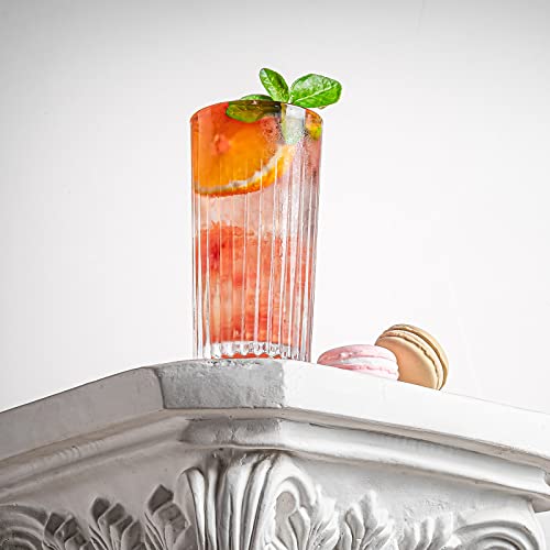 Claplante Crystal Highball Glasses, Set Of 6 Glass Drinking Glasses, 11 Oz Durable Drinkware Cups For Cocktails, Water, Juice, Beer, Wine-Special Edition Glassware Set, Dishware, Dishwasher Safe #TOP4