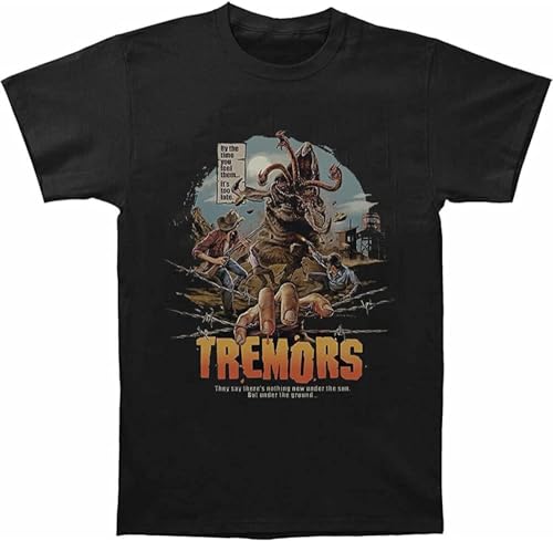 IVELLDAY Tremors 1990 Movie Horror Sci Fi Cult Retro Vintage T-Shirt Unisex Tee Black Black Black XL