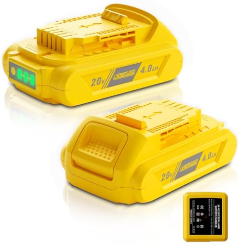 BATTOOL 2-Pack 4.0Ah Replacement for Dewalt 20V Max Battery and Charger Combo 12V/20V DCB112 Charger Compatible with 20 Volt Dewalt Batteries DCB200 DCB203 DCB204 DCB206 and Power Tools