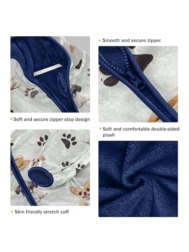 Puppy Dog and Paw Prints Girls Fleece Jacket Girls Fall Jacket Boys Coats Zip Up Hoodie Children Sherpa Warm Outerwear 2-10T3