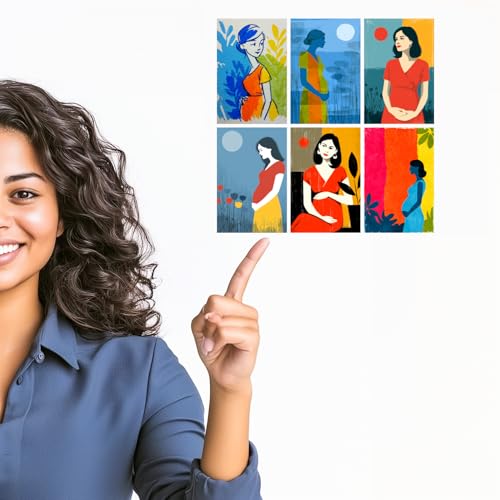 Image of SiddArtify Pregnancy Wall Art Poster Print Set - Modern Woman Art Decor for Living Room Bedroom Nursery - Set of 2-4x6 Inch - Board (Pack of 6) - Sticker (Pack of 6)