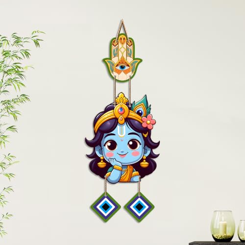 Image of Artvibes Bal Krishna Face Evil Eye Wall Hanging for Home Entrance Decor | Nazar Battu Protection Hanging for Living Room Bedroom Temple Office | Vastu Positive Energy Decorative Gift (WH 8573N)