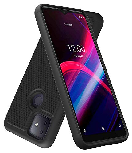 Dahkoiz Case for T-Mobile Revvl 4 Plus Case, TCL Revvl 4 Plus Case, Durable Sturdy Armor Defender Cover Dual Layer Hybrid Protective Phone Cases for TMobile Revvl 4 Plus, Black