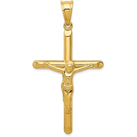 LooptyHoops 14k Gold Crucifix Cross Pendant Charm