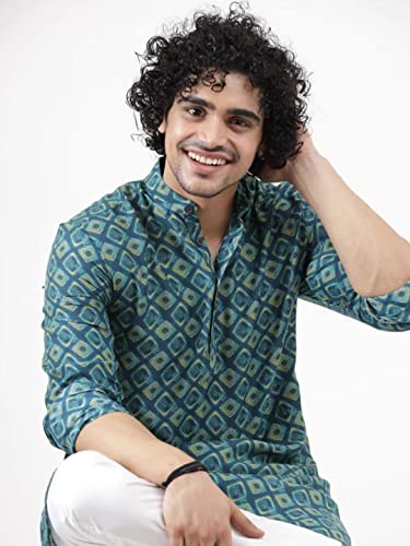 Image of OM SAI LATEST CREATION Men's Kurta || Rayon Motif Printed Kurtas for Men || Stand Collar Neck with Full Sleeve Straight Kurta for Men || Casual Kurta for Mens || Best Gifts for Men.