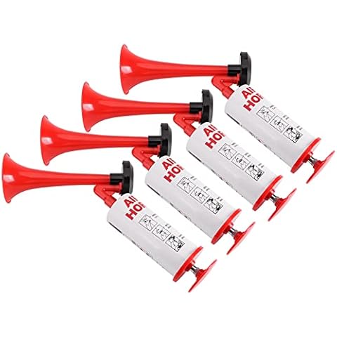 AOLIHAN 4Pcs Handheld Air Horn, Aluminum Portable Handheld Air Pump Horn, Loud Noise Maker Safety Horn for Boats Cars Sporting Events Camping Reusable Eco-Friendly (Handheld air horn 4pcs) Cover