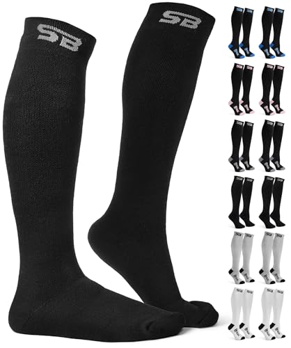 SB SOX Merino Wool Ski Socks for Men & Women (2 Pairs) - Warm Thermal Socks for All-Day Winter Wear (Solid Black, Medium)