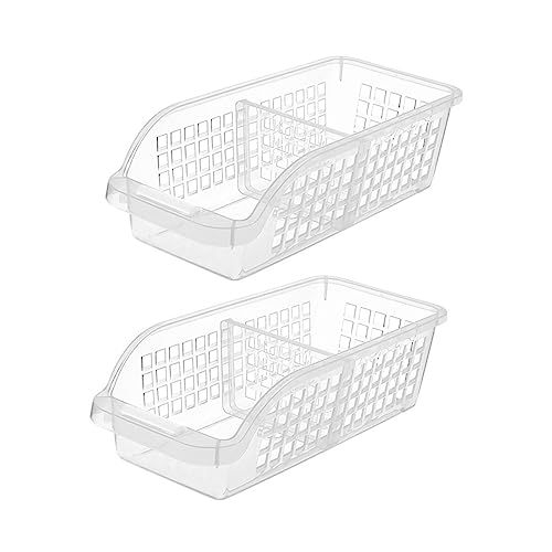 Mikikit 2Piezas Cajas De Almacenamiento Para Frigorífico Organizadores Apilables De Unidades Para Leche y Verduras Contenedores Transparentes Para Organización