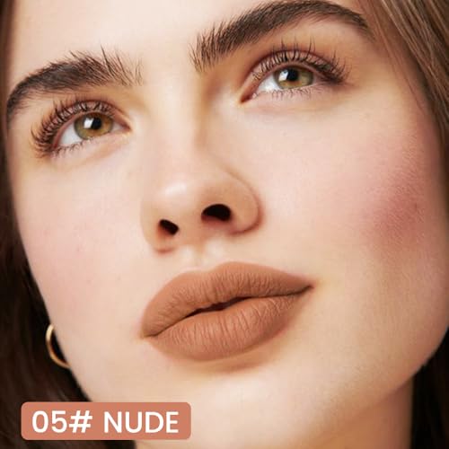 Image of evpct Longwear Liquid Lip Liner Stain Marker Pen Long Lasting Waterproof, Nude Brown Matte Semi Permanent 24 Hour Lip Liner and Lipstick Combo, Korean Color Stay Lipliner All Day, Lips Stain peel off