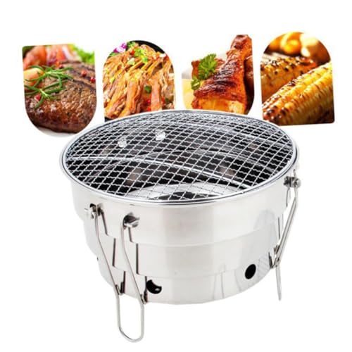 Happyyami 1 Pc rejilla plegable para barbacoa cocinando parrilla horno de campaña exterior portátil horno de camping portatil Silver