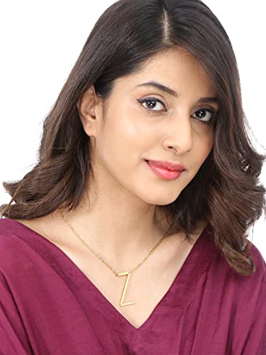 Image of Yellow Chimes Fashion Stainless Steel Gold Plated Initial Letter Pendant for Women and Girls