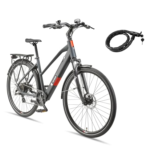 TELEFUNKEN E-Bike 28 Zoll Fahrrad für Damen | Trekking Pedelec mit 8-Gang Kettenschaltung & Scheibenbremsen | 250 W Heckmotor & integriertem 417,6 Wh Li-Ion-Akku | inkl. Panzerkabelschloss