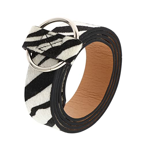 BESPORTBLE Zebra Print Wide Belt for Women Casual Round Buckle Imitation Leather Girdle Fashion Snake Texture Waistband