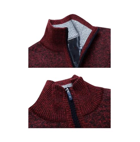 Men's Quarter Zip Up Sweaters Thick Warm Fleece Knitted Pullover Winter Long Sleeve Comfy Jumper2