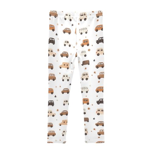 Wusikd Cute Cars Girls' Leggings Toddler Doodles Stars Kids Yoga Pants Dance Active Tights 4T2