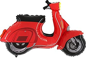 Flexmetal XL Scooter Vespa Bike Supershape Foil Balloon 38" x 29" Suitable for Air or Helium Perfect Birthday Party Decoration (Red Vespa)