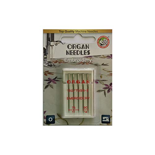 Organ Brother 5-Piece 75/11 And 90/14 Embroidery Sewing Machine Needles #TOP26