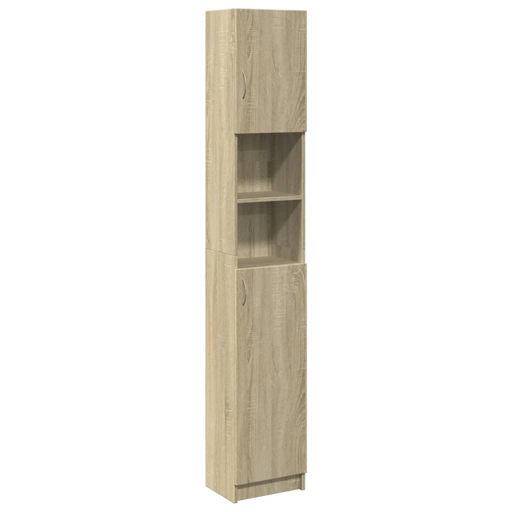 VidaXL Armario de Baño de Madera de Ingeniería Color Roble 32x25,5x190 cm, Mueble de Almacenaje para Baño