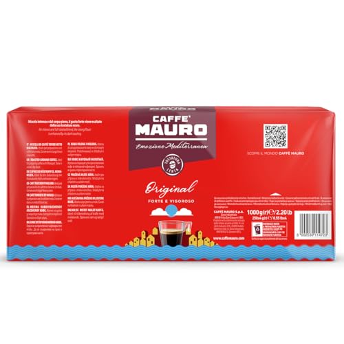 Caffè Mauro Torrefazione Gemahlener Kaffee Original Mischung - Intensität 10/10-1kg, 4 Packungen mit 250 g