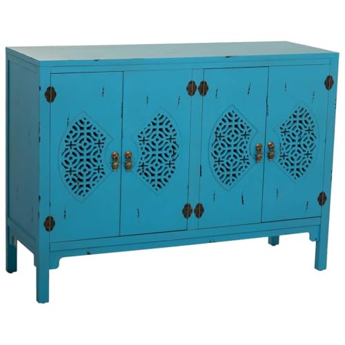 WANDERLUST DECO Aparador de Madera Azul 120x40x86,5