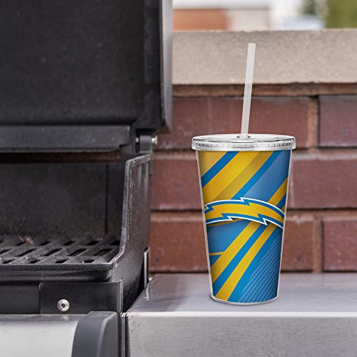 Image of Rico Industries NFL Football 16oz Clear Tumbler W /Straw for NFL Fans