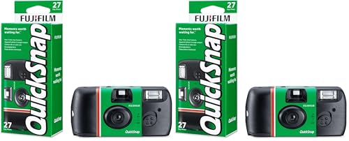 Fujifilm Quicksnap Flash One-Time-Use Disposable Camera (27 Exposures) Loaded with 135 (35mm) ISO 400 Colour Negative Film (Pack of 2)