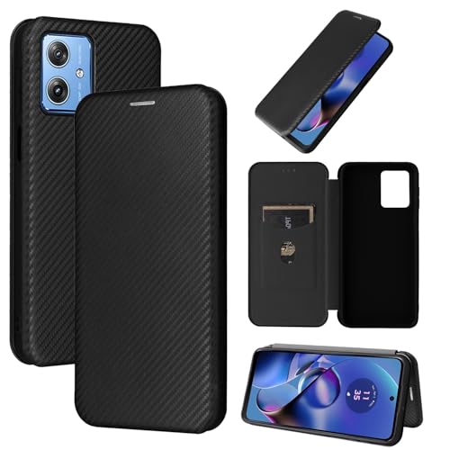 Coque Moto G54 5G Écran Protégé Anti-Rayures Étui Rabat Carbone Rigide