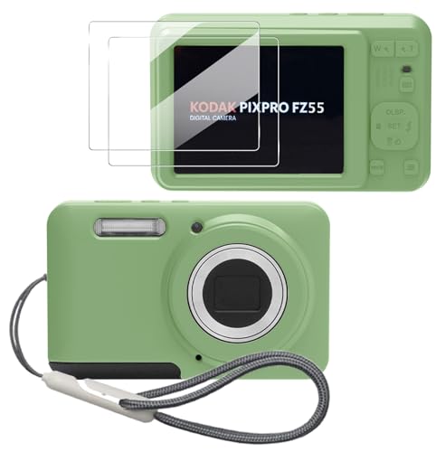 Image of Case for Kodak PIXPRO FZ55,FZ55 accessories,Soft Silicone Protective Case,Comes with 2 Screen Protectors and 1 Wrist Strap - Matcha green