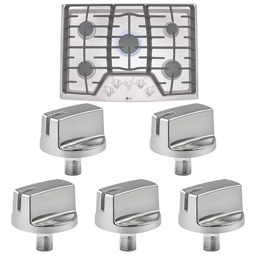 WUVYFWN 5 Pack AEZ73293801 Burner Control Knob Replacement Compatible with LG Range/Stove Gas Cooktop Burner Control Knob Assembly Replaces EBZ60710601 2025031 AH3639420 EA3639420 AP5594929 PS3639420