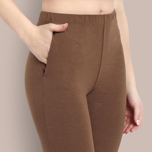 Image of ONE SKY Women Full Length Leggings | Cotton Modal Spandex Blend | High Waist Stretchable & Bio-Washed Fabric | Colour-Lock Technology | Comfortable Leggings for Women