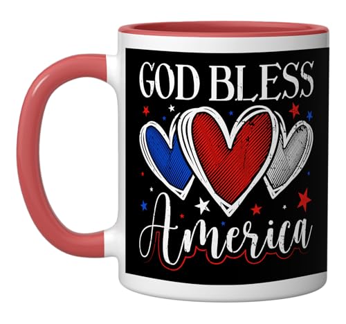 Taza cerámica God Bless America Rojo/Blanco 11 oz miniatura 1